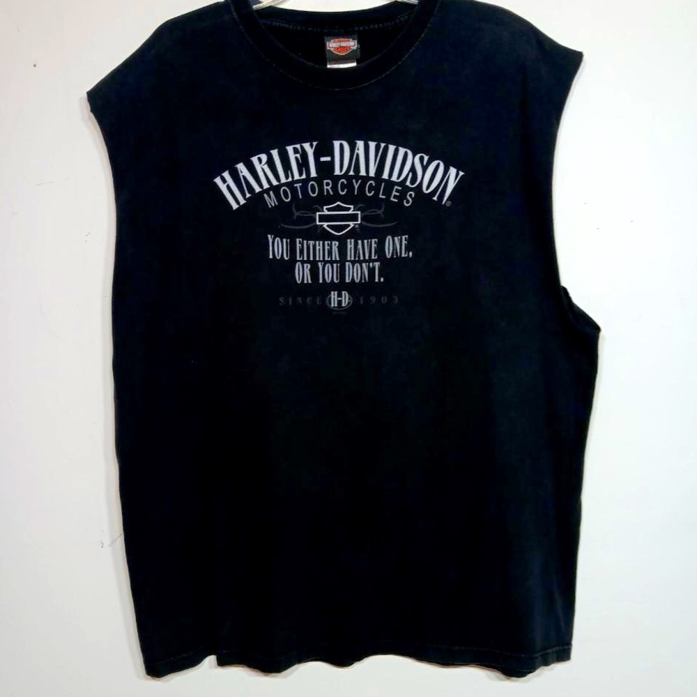 🌞 Harley Davidson Vintage Las Vegas distressed tee cutoff sleeves men size XXL